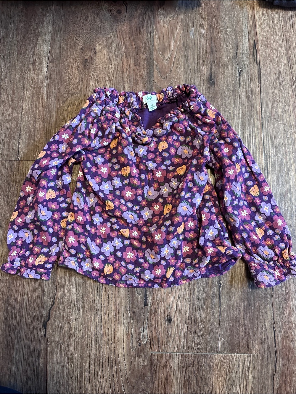 Purple Floral Off-Shoulder Kids shirt
